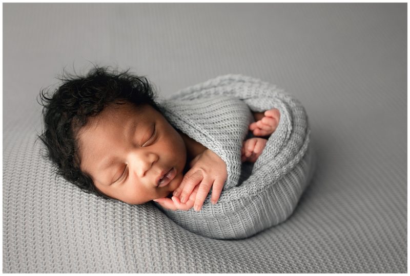 baby on gray blanket, Mckinney newborn photographer 