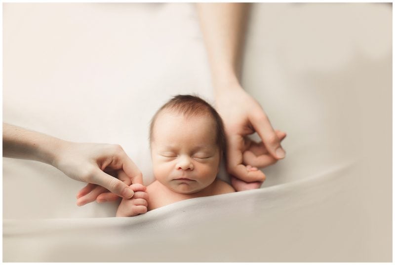 baby holding hands, Allen newborn photographer 