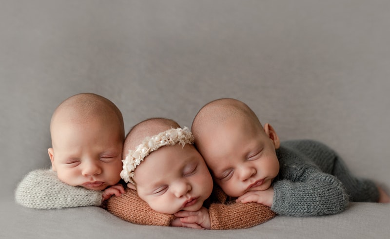 Newborn Photography Triplet Photo in Dallas, Texas.